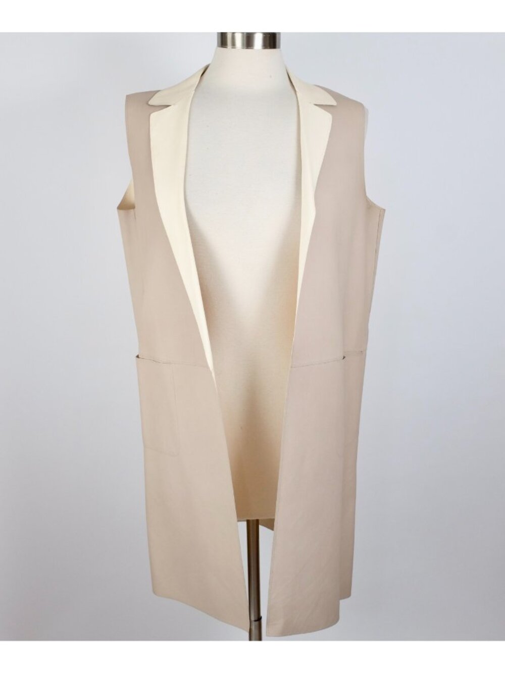 Loro Piana sz M lamb leather long jacket coat sleeveless gilet vest w/pockets